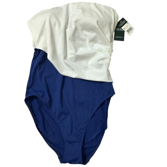 NWT Lauren Ralph Lauren Sz 6 Bel Aire Underwire One Piece Swimsuit Blue $128 - Picture 2 of 6